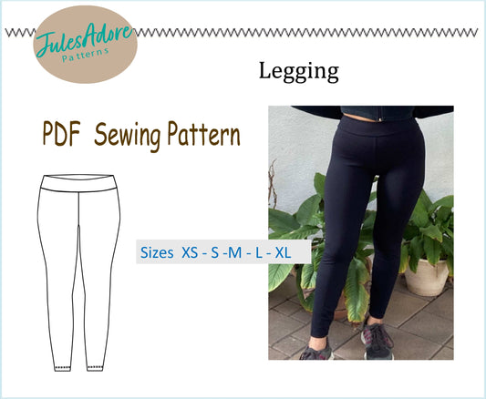 Legging Sewing Pattern PDF-Women Sizes XS to XL