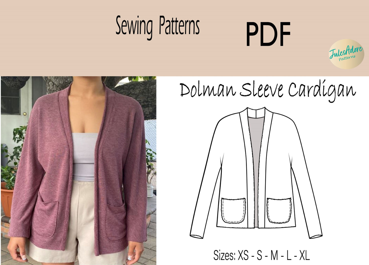 Cozy Dolman Cardigan Sewing Pattern for Women-sizes XS to XL