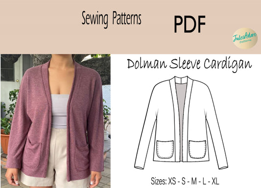 Cozy Dolman Cardigan Sewing Pattern for Women-sizes XS to XL