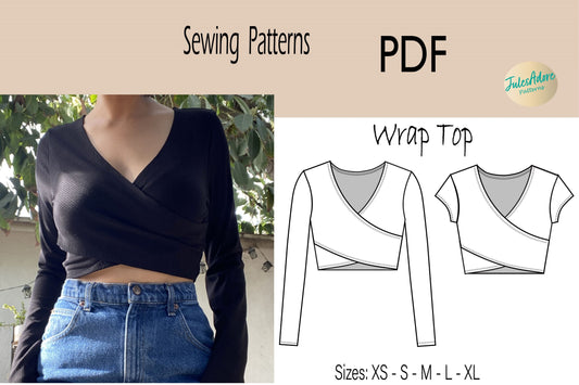 Cross Front Top-Sewing Pattern PDF-women's sizes XS to XL