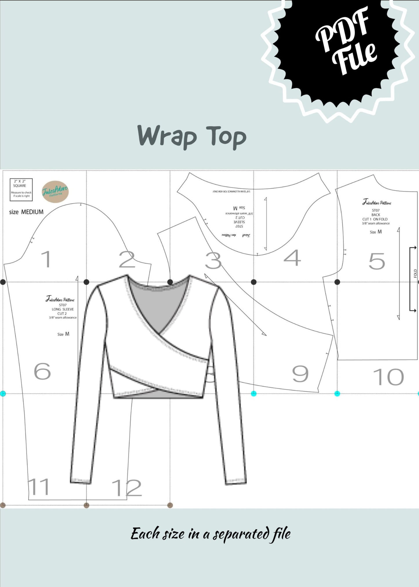Cross Front Top-Sewing Pattern PDF-women's sizes XS to XL
